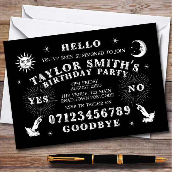 Ouija Board Spirit Gothic Personalised Birthday Party Invitations