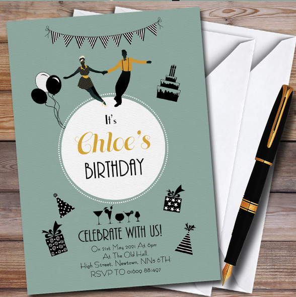 Dancing And Cocktails Personalised Birthday Party Invitations