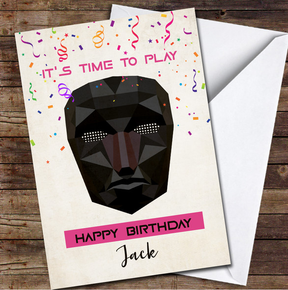 Squid Game Funny Mask Personalised Birthday Card