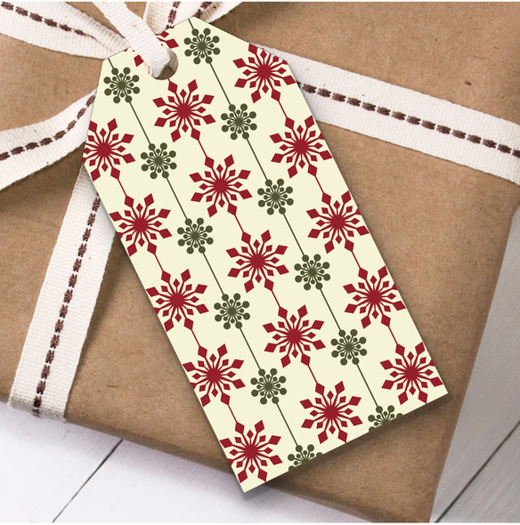 Red And Green Pretty Snowflakes Christmas Present Favor Gift Tags