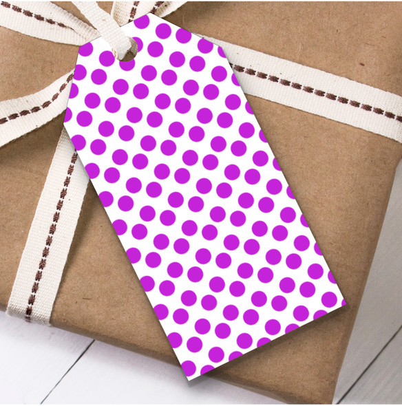 Purple & White Polkadot Spotty Birthday Present Favor Gift Tags
