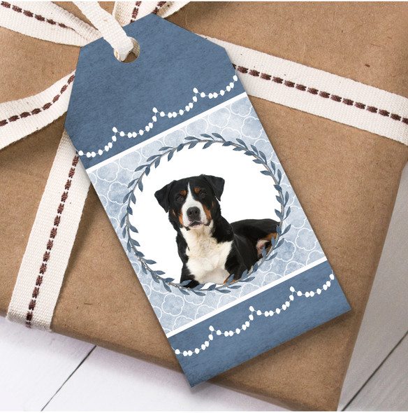 Great Swiss Mountain Dog Blue Birthday Present Favor Gift Tags