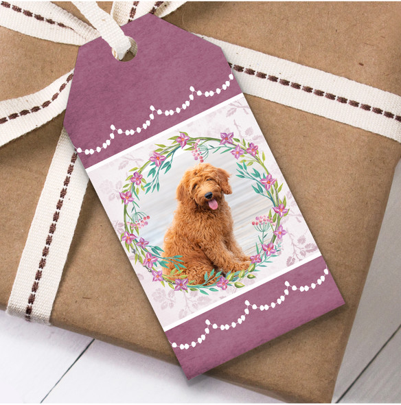 Goldendoodle Dog Pink Floral Birthday Present Favor Gift Tags