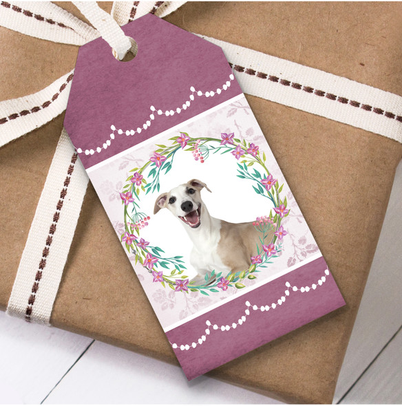 Whippet Dog Pink Floral Birthday Present Favor Gift Tags