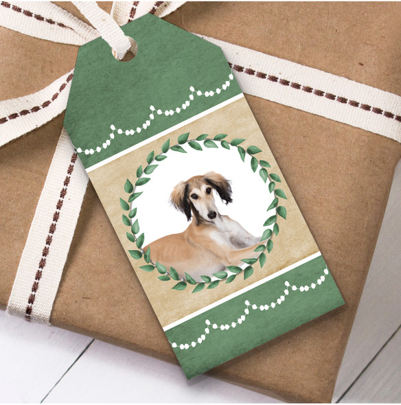 Saluki Dog Green Birthday Present Favor Gift Tags