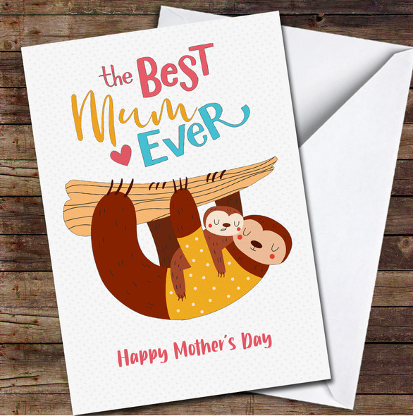 Sloth Mum And Baby Hanging Personalised Mother's Day Card