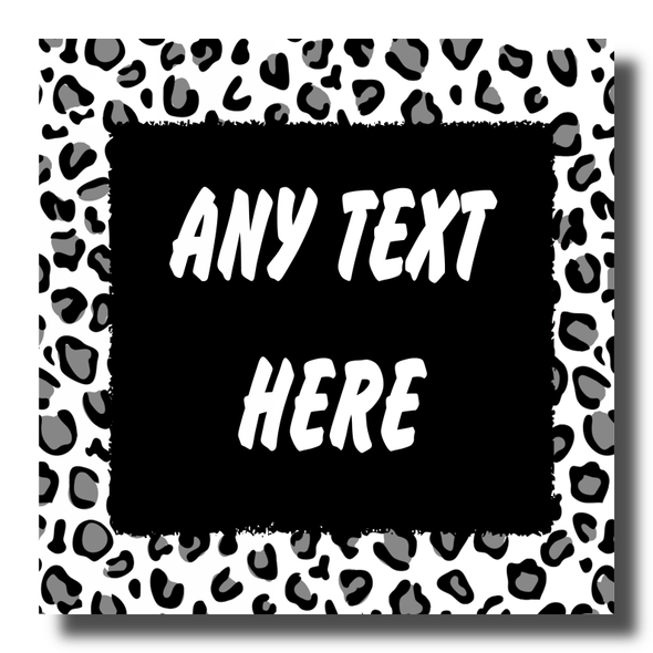 White Leopard Print Personalised Drinks Mat Coaster