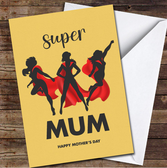 Woman Superhero Silhouette Personalised Mother's Day Card