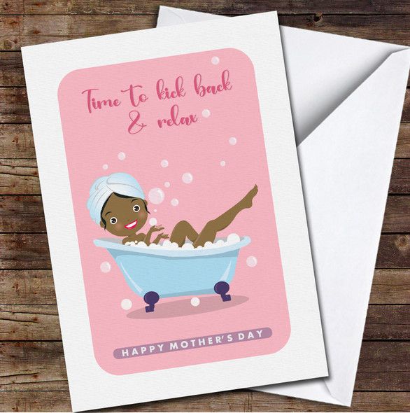 Dark Skin Bubble Bath Personalised Mother's Day Card