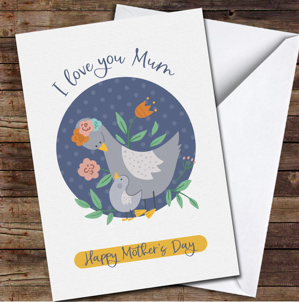 Duck Mum With Baby Personalised Mother's Day Card