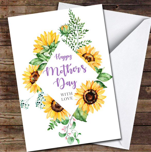 Yellow Sunflowers Open Mother's Day Personalised Mother's Day Card