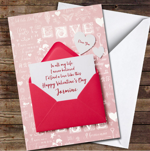 Love Letter In Red Paper Envelope Personalised Valentine's Day Card