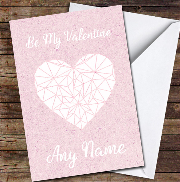 White Heart On Rustic Pink Personalised Valentine's Day Card