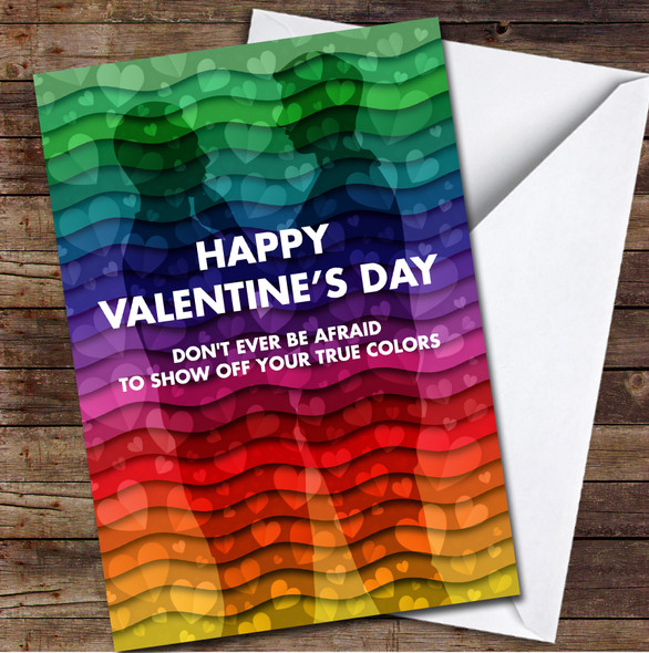 Rainbow Waves Gay Personalised Valentine's Day Card