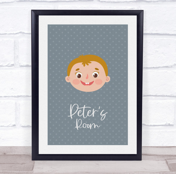 Face Of Boy With Blond Hair Room Personalised Children's Wall Art Print