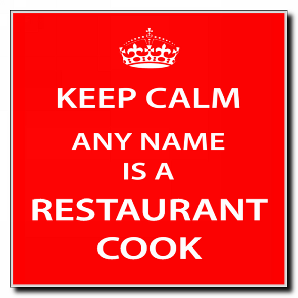 Restaurant Cook Personalised Keep Calm Coaster