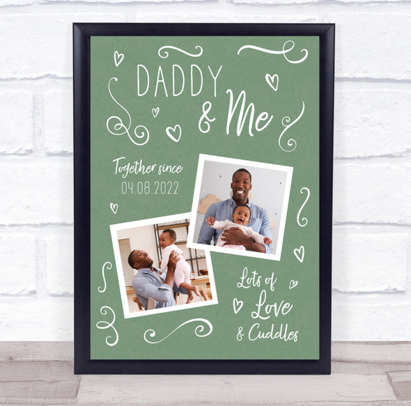 Daddy And Me Photo Doodle Father's Day Dad Green Nursery Birthday Nursery Print