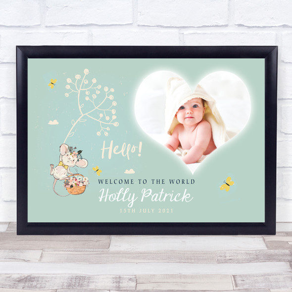 New Baby Birth Details Christening Nursery Photo Mouse Keepsake Gift Print