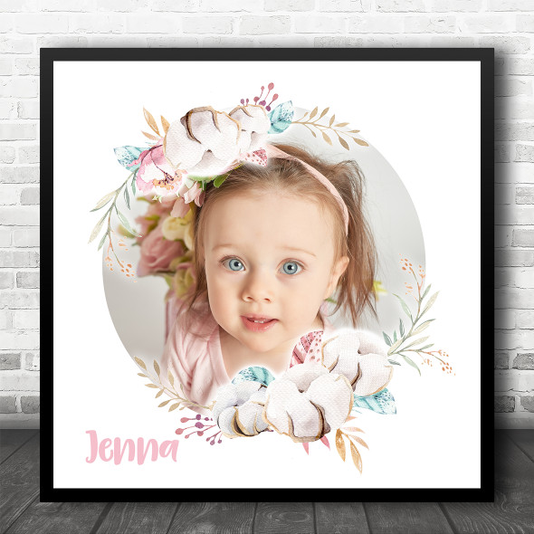 Photo Square Koala Floral Set Personalised Children's Wall Art Print