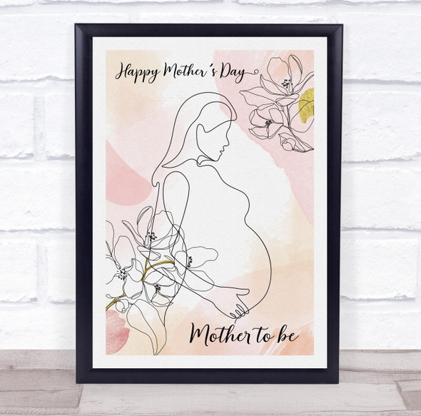 Line Art Mum Pregnancy Pastel Personalised Gift Art Print