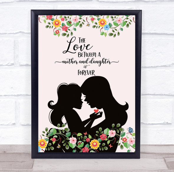 Silhouette Of Woman Holding Daughter Flowers Wall Print Personalised Gift Print