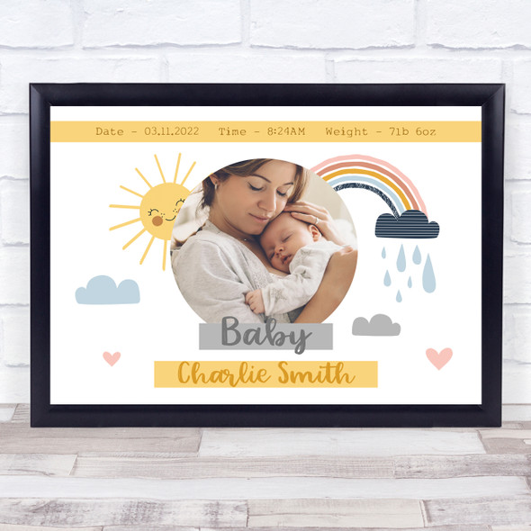 New Baby Details Welcome To The World Photo Personalised Gift Art Print