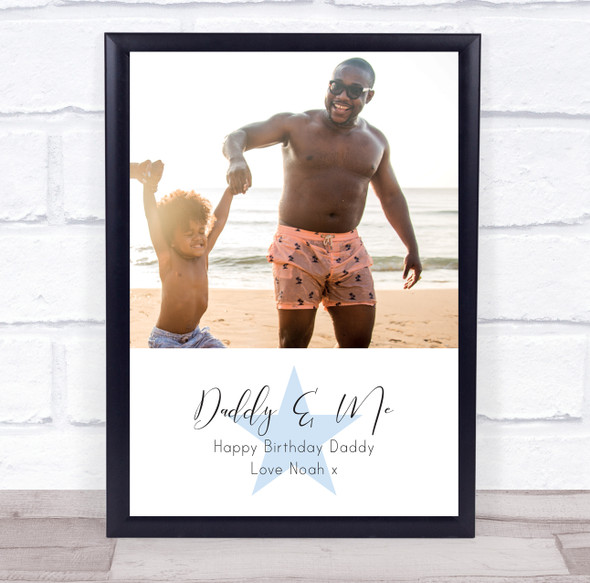 Daddy & Me Birthday Photo Star Blue Personalised Gift Art Print