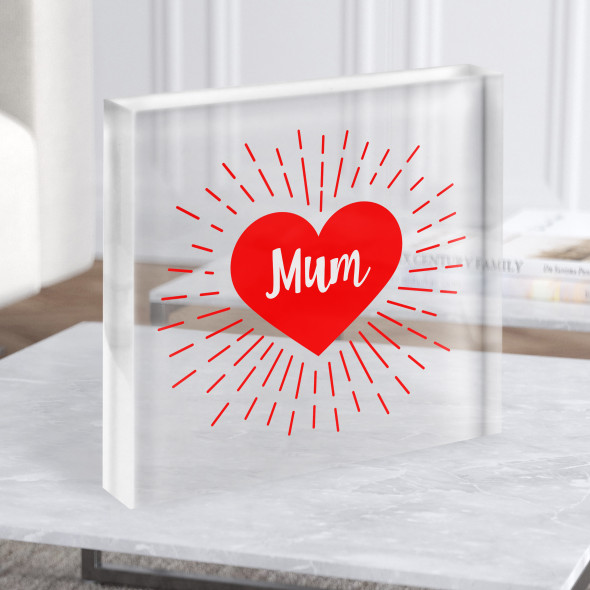 Electric Heart Mum Square Personalised Acrylic Block