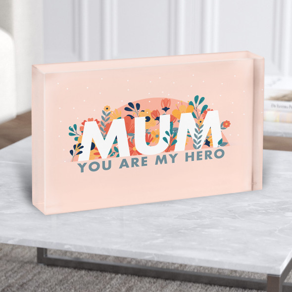 Flowers Mother's Day Mum Hero Personalised Acrylic Block