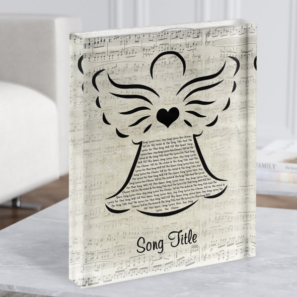 Music Script Angel Any Song Lyric Acrylic Block