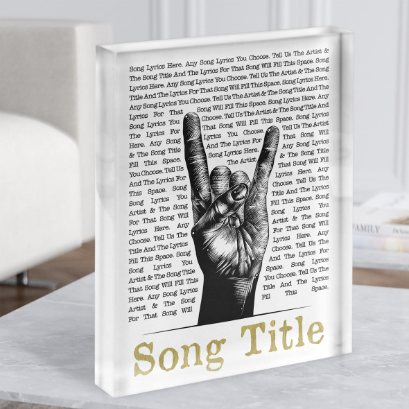 Sketch Rock Fist Any Song Lyric Acrylic Block