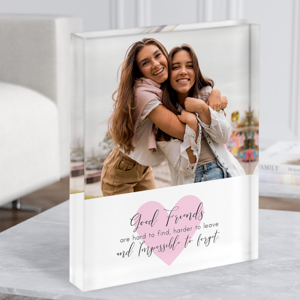 Best Friend Female Pink Photo Quote Personalised Gift Acrylic Block