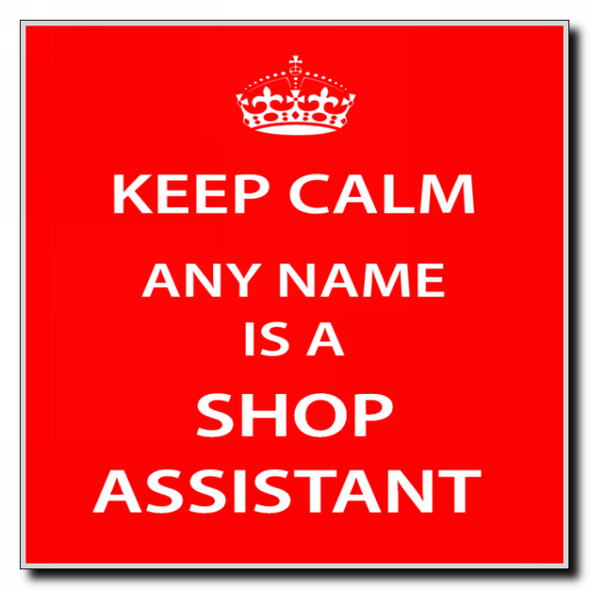 Shop Assistant Personalised Keep Calm Coaster