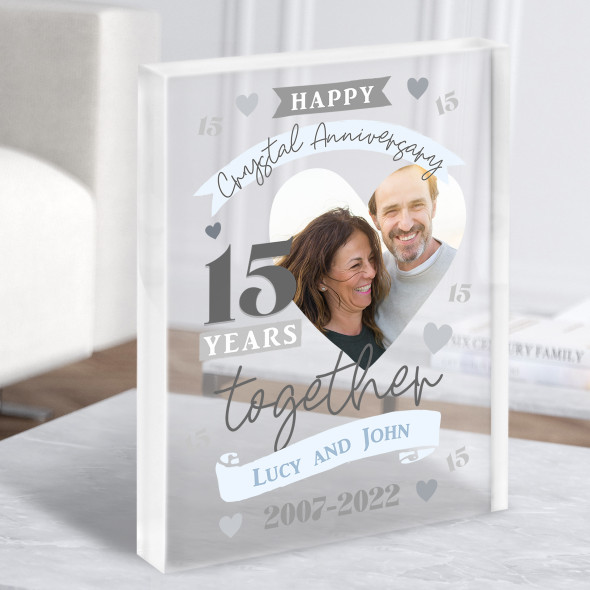 15 Years Together 15th Wedding Anniversary Crystal Photo Gift Acrylic Block