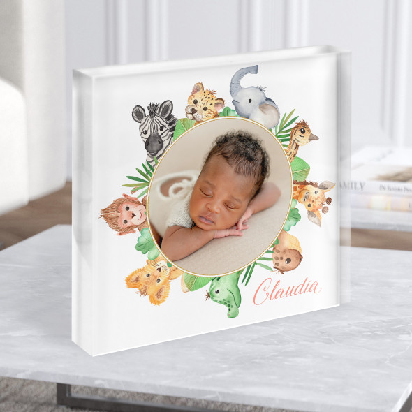 Jungle Friends Photo Square Personalised Children's Gift Acrylic Block