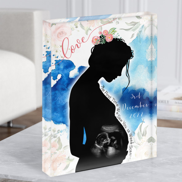 Pregnancy Lady Silhouette Pregnancy Baby Scan Picture Photo Gift Acrylic Block