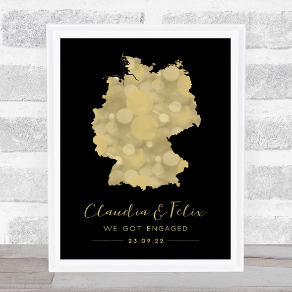 Germany Special Country Date Occasion Black & Gold Personalised Gift Print