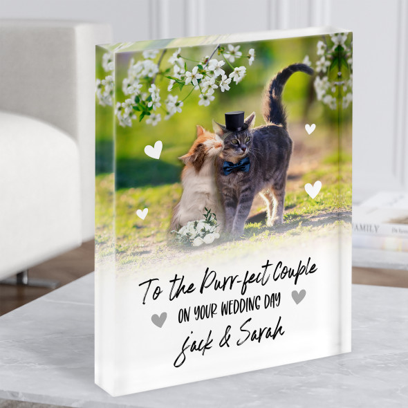 Most Purr-fect Couple Cute Wedding Cats Married Love Gift Acrylic Block