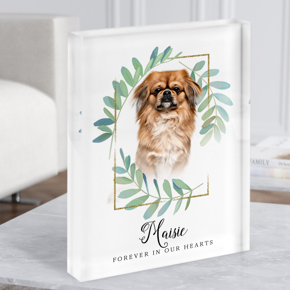 Brown Pekingese Pet Memorial Forever In Our Hearts Gift Acrylic Block