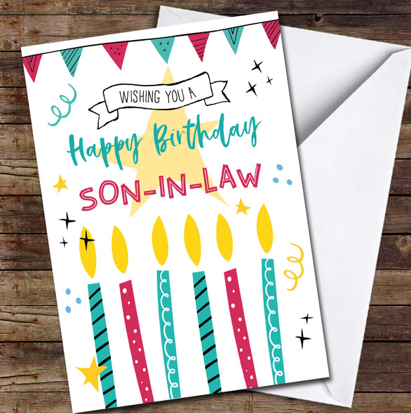 Son-in-Law Birthday Candles Bright Fun Party Personalised Card