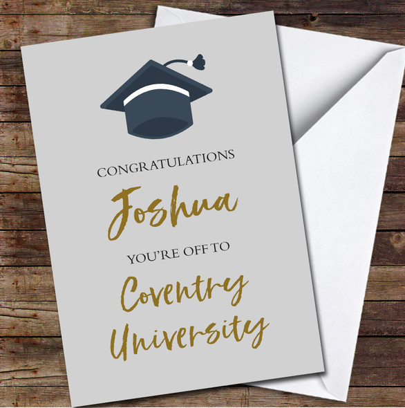 Congratulations You're Off To University Hat Uni Name Personalised Card