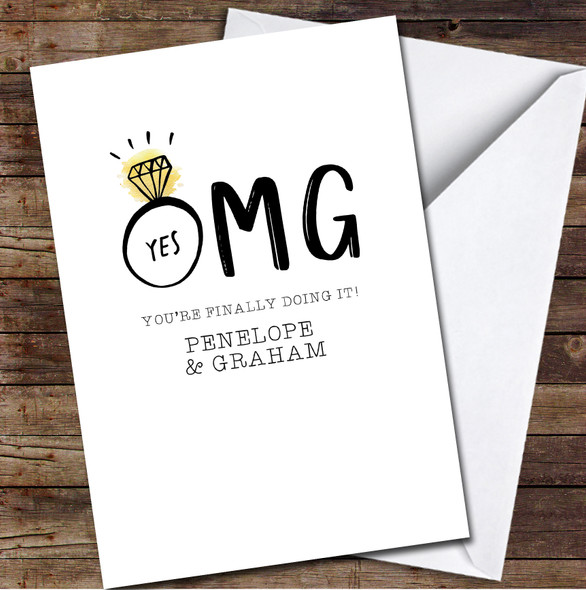 OMG Yes Engagement Ring Finally Name Personalised Card