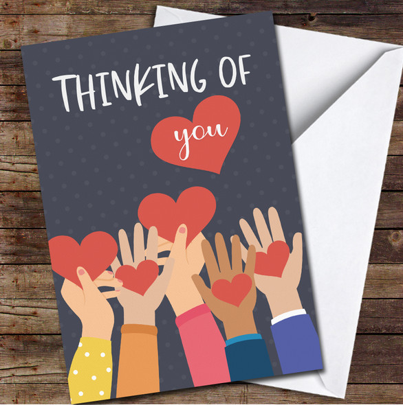Hands Holding A Heart Thinking Of You Sympathy Personalised Card