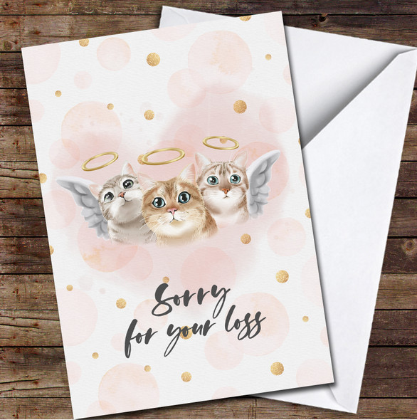 Cat Angels Sorry For Loss Polka Dots Sympathy Personalised Card