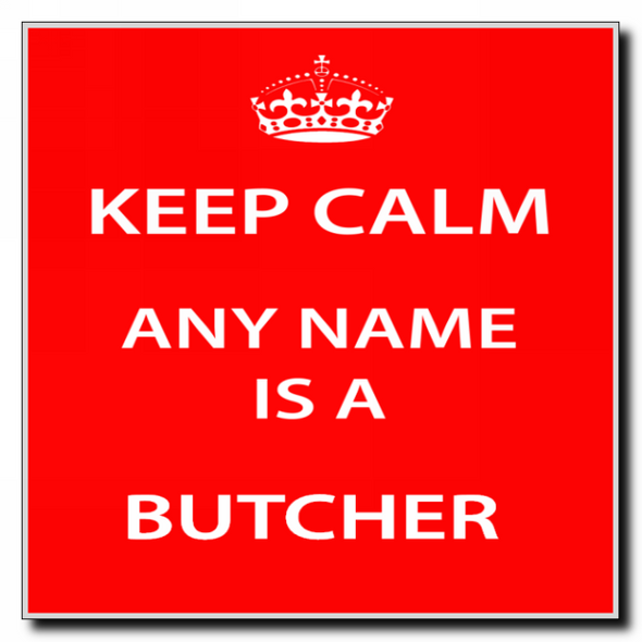 Butcher Personalised Keep Calm Coaster