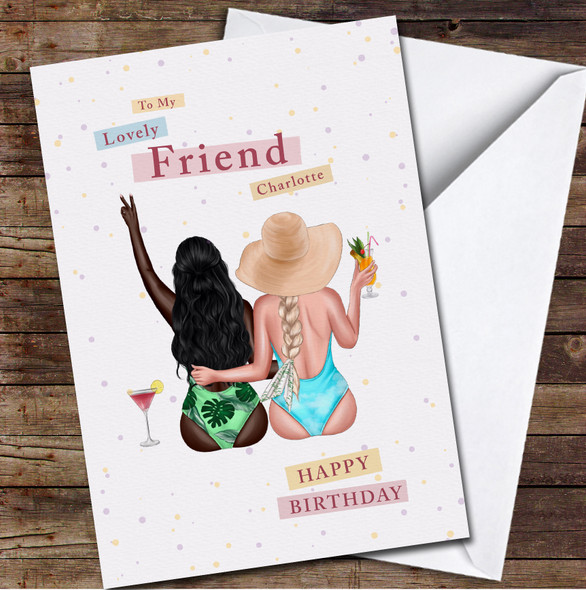 Friend Two Best Friends With Cocktails Any Text Personalised Birthday Card