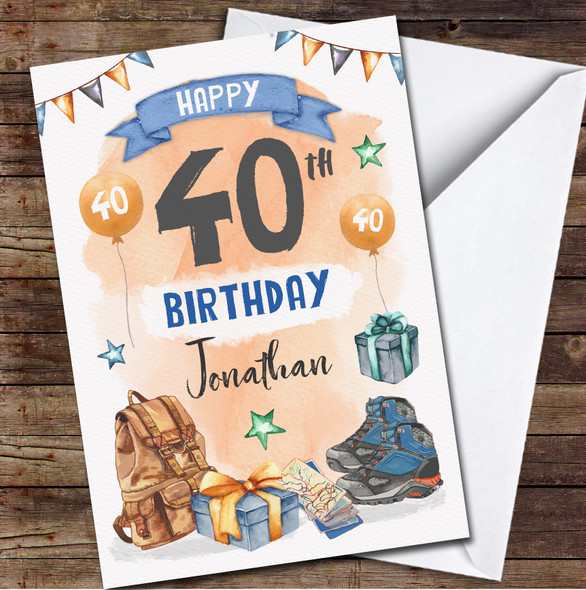 40th Male Hiking Walking Outdoors Nature Gift Any Age Personalised Birthday Card