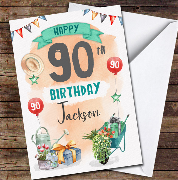 90th Male Garden Flowers Nature Gift Any Age Personalised Birthday Card