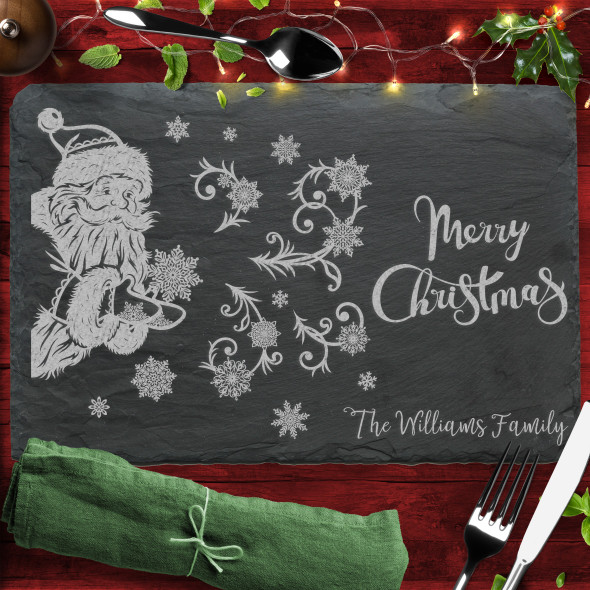 Santa Rectangle Any Names Or Text Personalised Engraved Christmas Slate Placemat