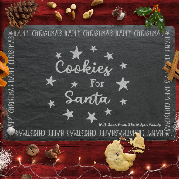 Cookies For Santa Rectangle Personalised Christmas Eve Board Slate Plate